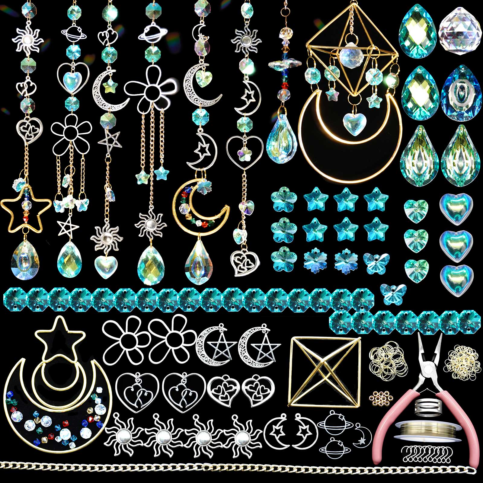 RITOYA DIY Crystal Suncatcher Kit - Fun Crafts for Adults Hobby Well-Designed Sun Catcher Dream Catcher Wind Chime Supplies Hanging Crystals for Window Decorations Garden Decor