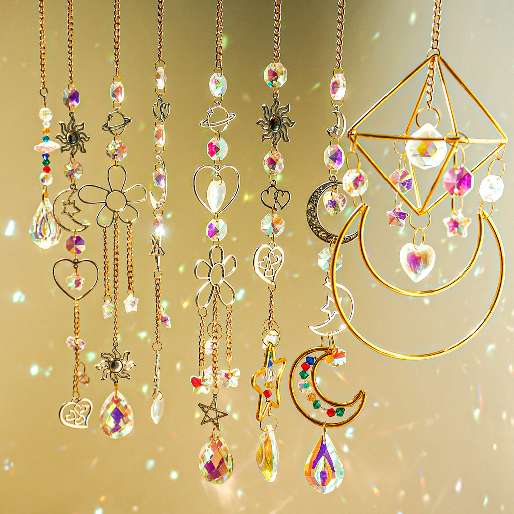 RITOYA DIY Crystal Suncatcher Kit - Fun Crafts for Adults Hobby Well-Designed Sun Catcher Dream Catcher Wind Chime Supplies Hanging Crystals for Window Decorations Garden Decor