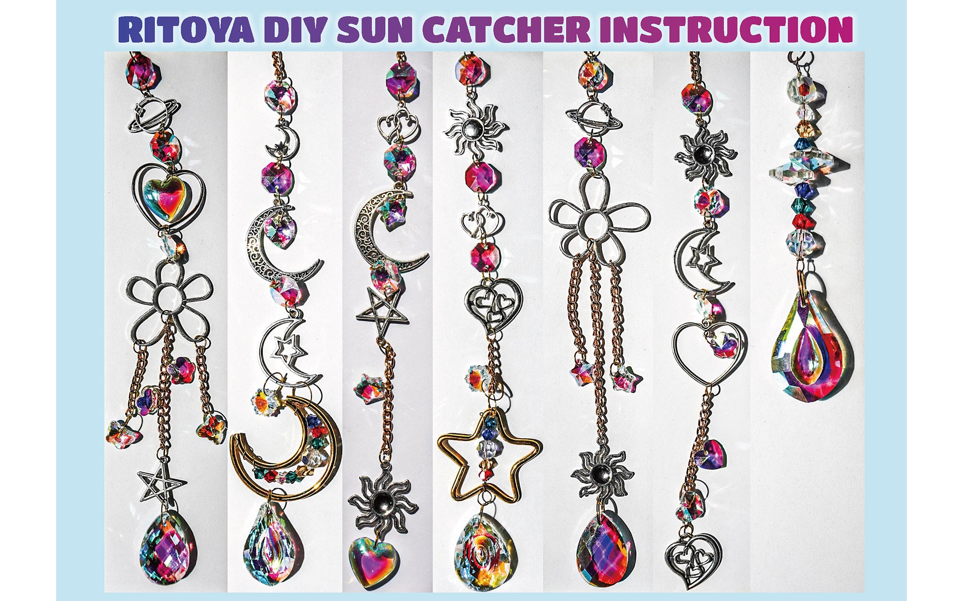 RITOYA DIY Crystal Suncatcher Kit - Fun Crafts for Adults Hobby Well-Designed Sun Catcher Dream Catcher Wind Chime Supplies Hanging Crystals for Window Decorations Garden Decor
